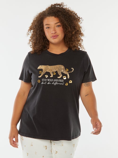 T-shirt met jaguarprint en korte mouw - Kiabi