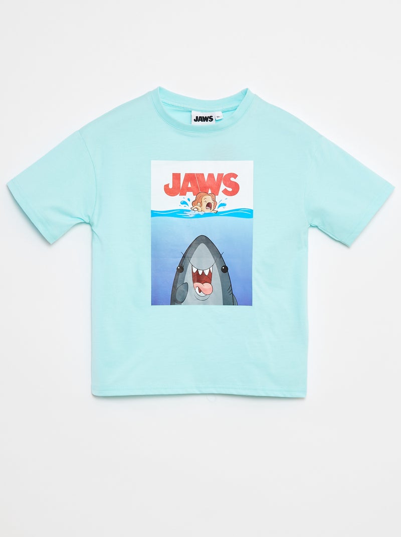 T-shirt met 'Jaws'-print BLAUW - Kiabi