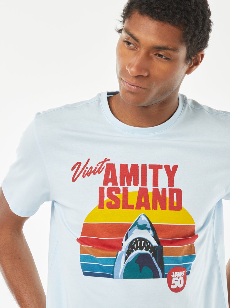 T-shirt met 'Jaws'-print BLAUW - Kiabi