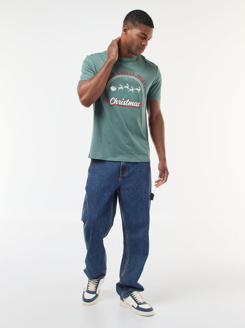T-shirt met kerstmotief Groen - Kiabi