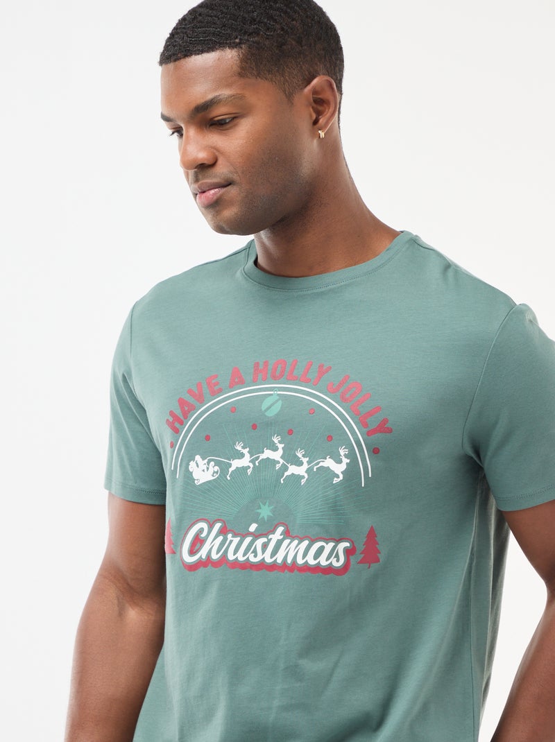T-shirt met kerstmotief Groen - Kiabi