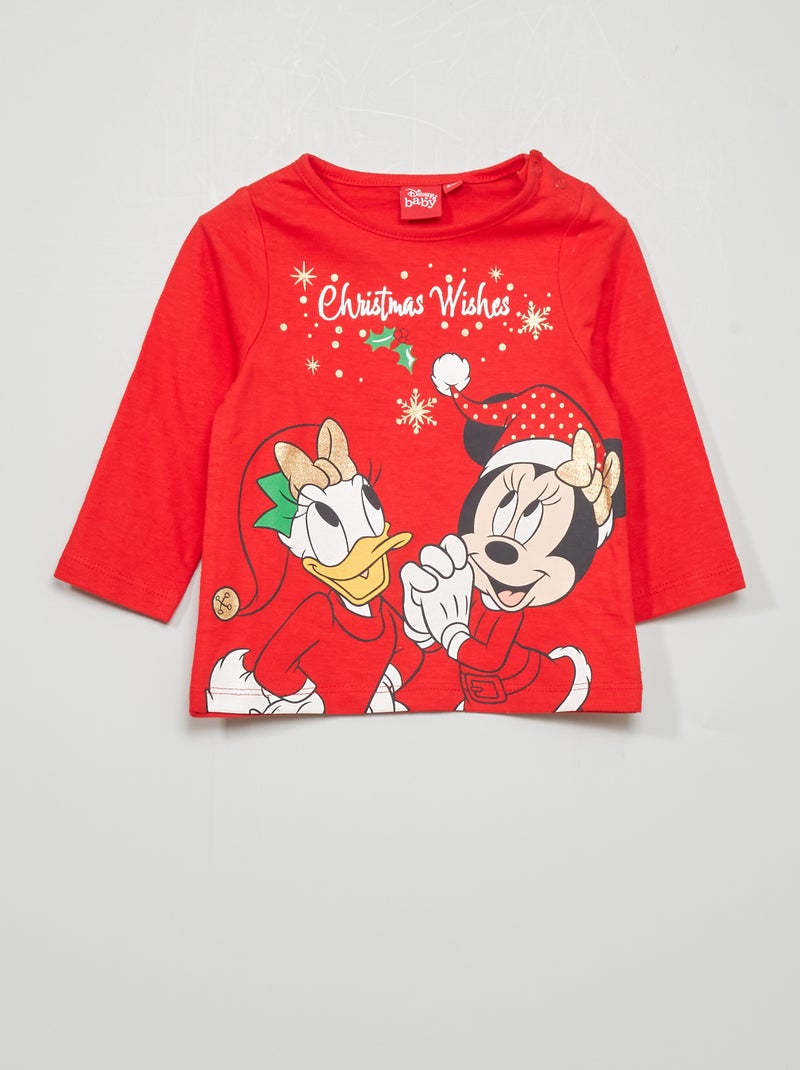 T-shirt met kerstprint 'Disney' rood - Kiabi