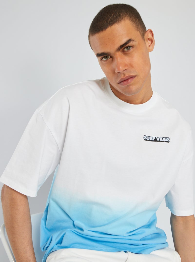T-shirt met kleurverloop azuur blauw - Kiabi
