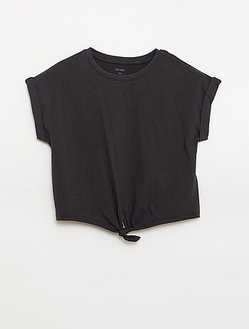 T-shirt met knoop in de taille
