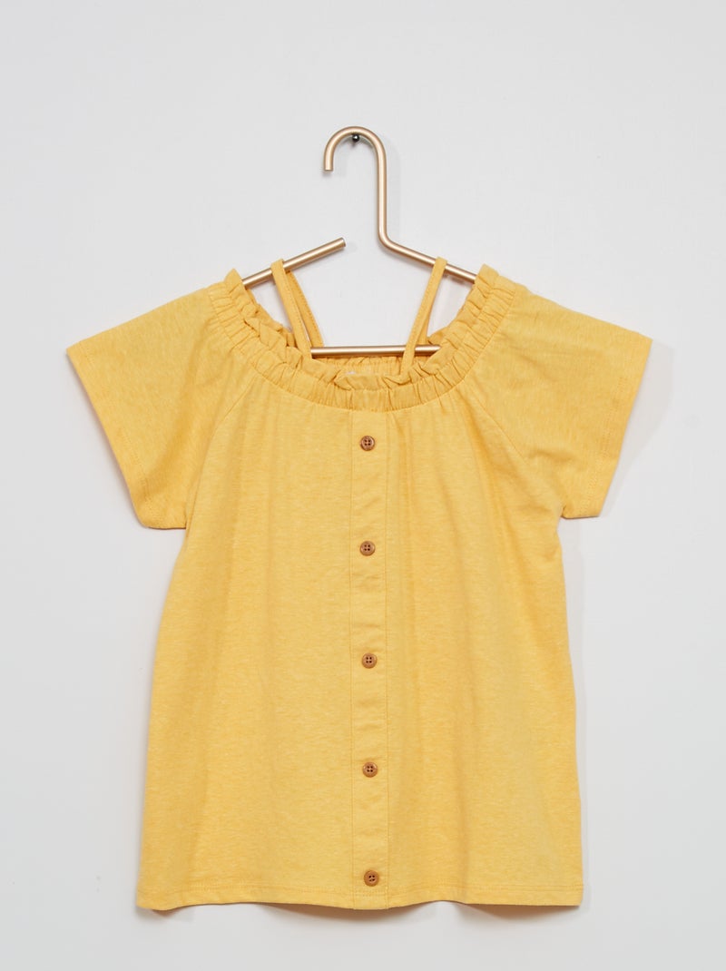 T-shirt met knopen geel - Kiabi