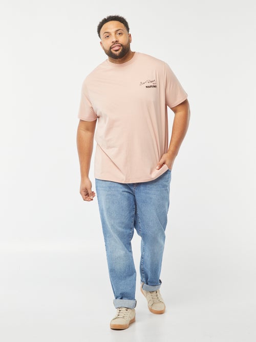T-shirt met korte mouw, borduursel en grote print achter - Kiabi