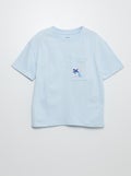 T-shirt met korte mouw, borstzakje en prints BIEGE - Kiabi