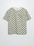 T-shirt met korte mouw, borstzakje en prints KAKI - Kiabi