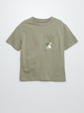 T-shirt met korte mouw, borstzakje en prints KAKI - Kiabi