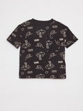 T-shirt met korte mouw, borstzakje en prints ZWART - Kiabi