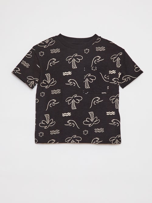 T-shirt met korte mouw, borstzakje en prints - Kiabi