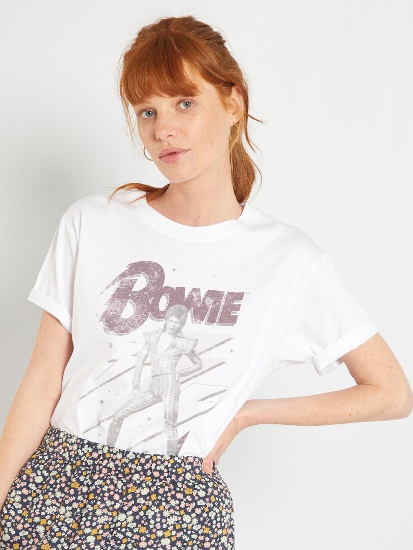 T-shirt met korte mouw 'Bowie' WIT - Kiabi