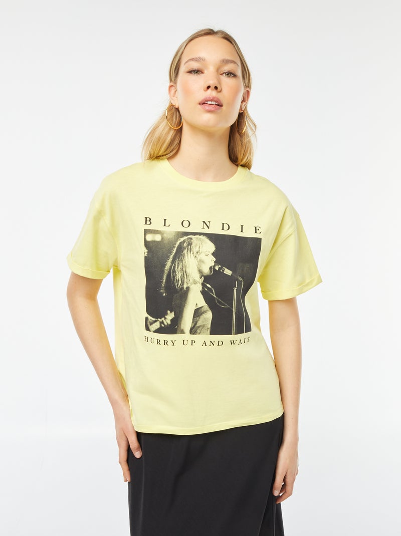 T-shirt met korte mouw en Blondie-print GEEL - Kiabi