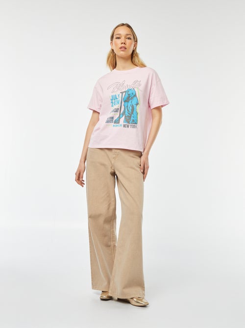 T-shirt met korte mouw en Blondie-print - Kiabi