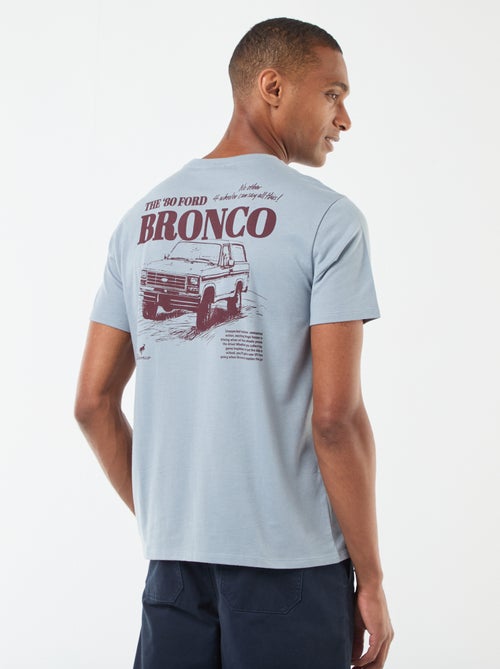 T-shirt met korte mouw en borstprint - Kiabi