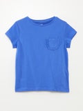 T-shirt met korte mouw en borstzakje BLAUW - Kiabi