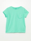 T-shirt met korte mouw en borstzakje GROEN - Kiabi