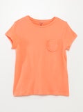 T-shirt met korte mouw en borstzakje ORANJE - Kiabi