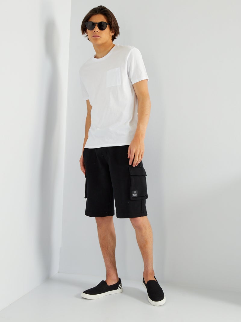 T-shirt met korte mouw en borstzakje wit - Kiabi
