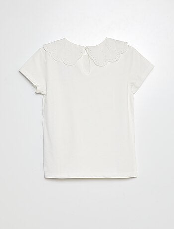 T-shirt met korte mouw en broderie anglaise