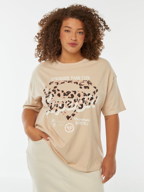 T-shirt met korte mouw en 'DC Comics'/'Supergirl'-print - Kiabi