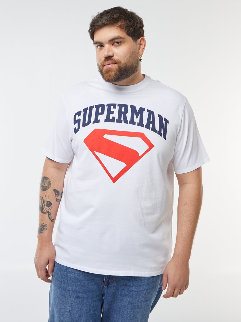 T-shirt met korte mouw en DC Comics/Superman-print wit - Kiabi