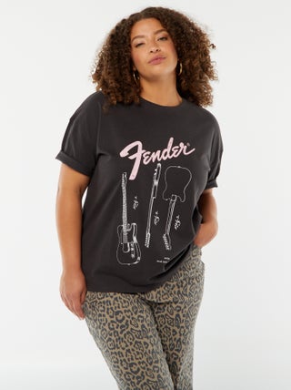T-shirt met korte mouw en Fender-print