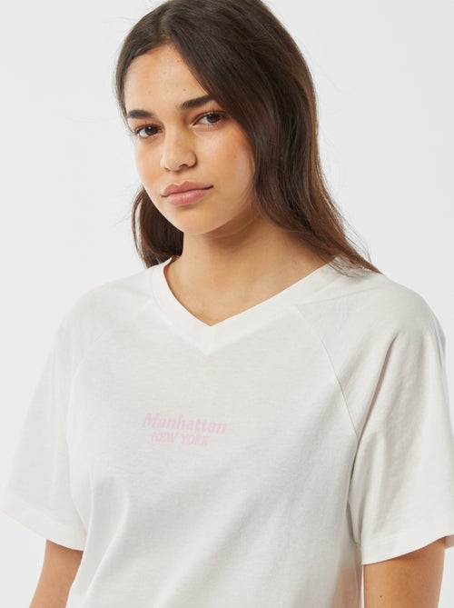 T-shirt met korte mouw en grote New York-print op de rug - Kiabi