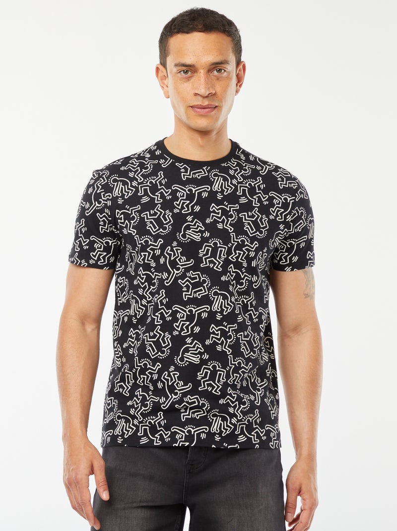 T-shirt met korte mouw en 'Keith Haring'-print zwart - Kiabi