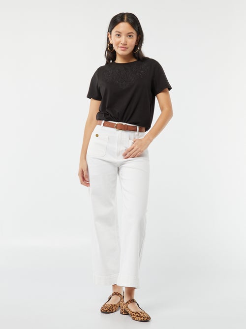 T-shirt met korte mouw en leuk borduursel - Kiabi