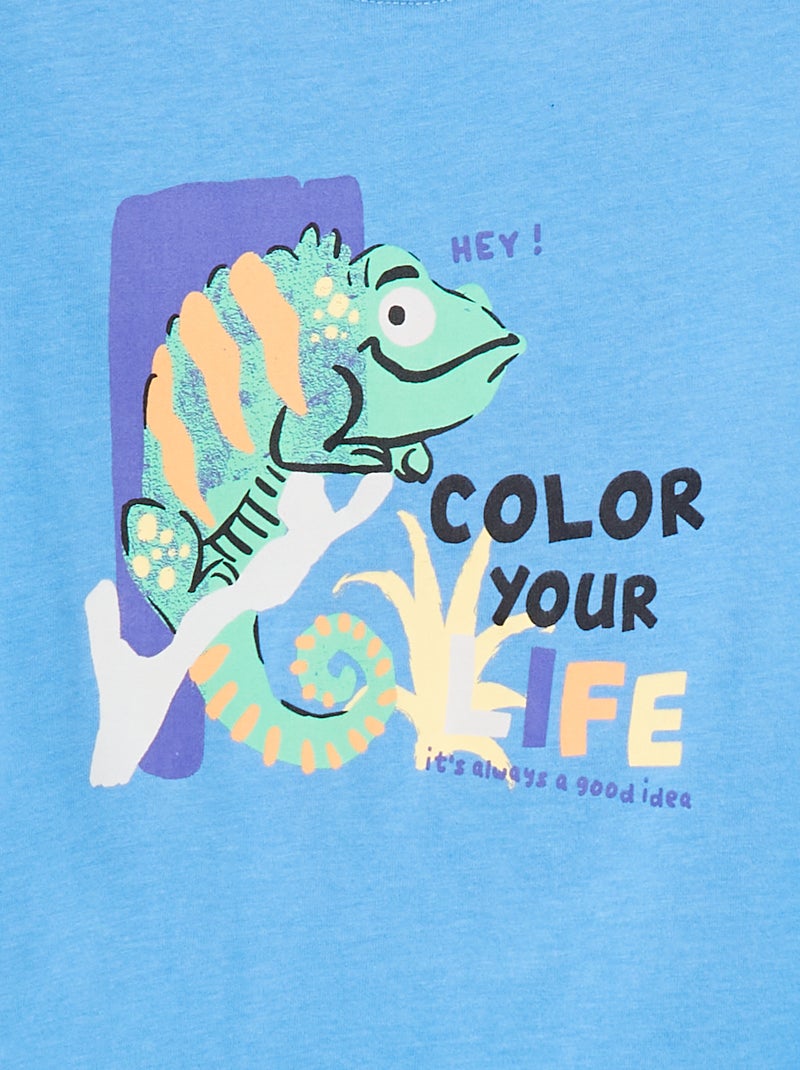 T-shirt met korte mouw en leuk detail BLAUW - Kiabi