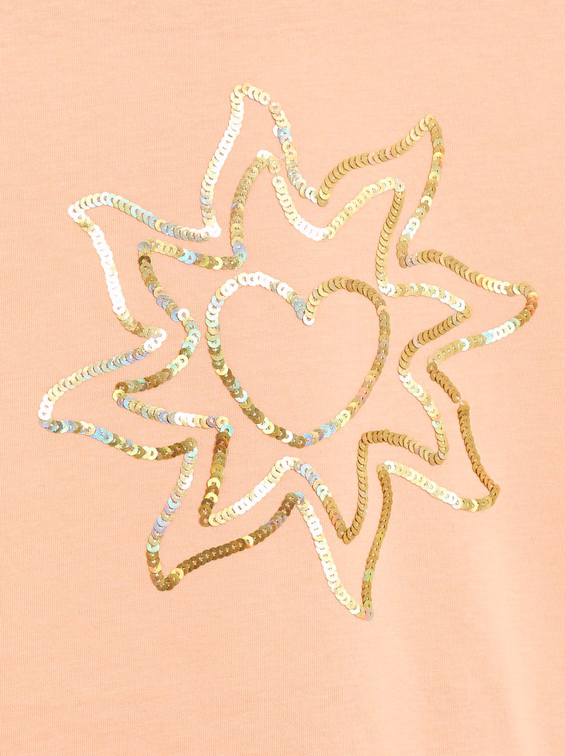 T-shirt met korte mouw en leuk detail Oranje - Kiabi