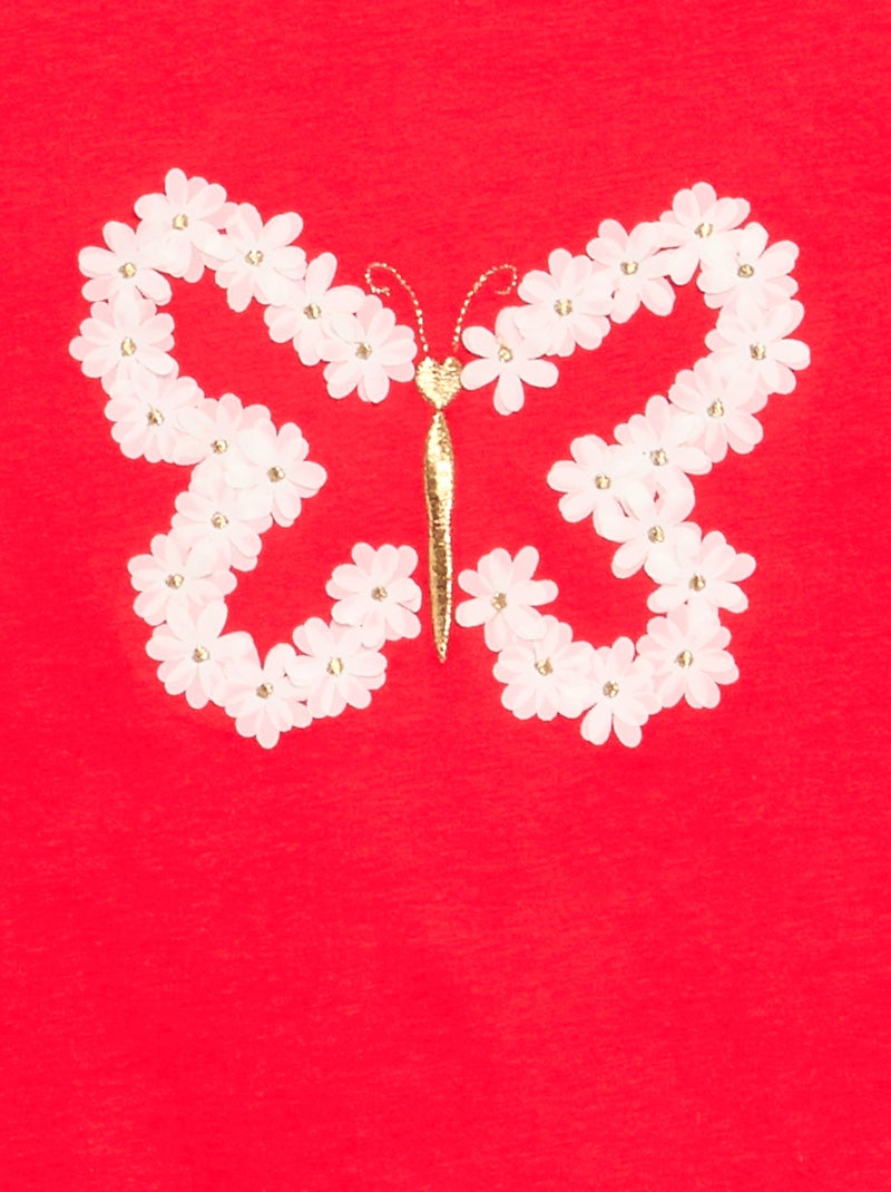 T-shirt met korte mouw en leuk detail Rood - Kiabi