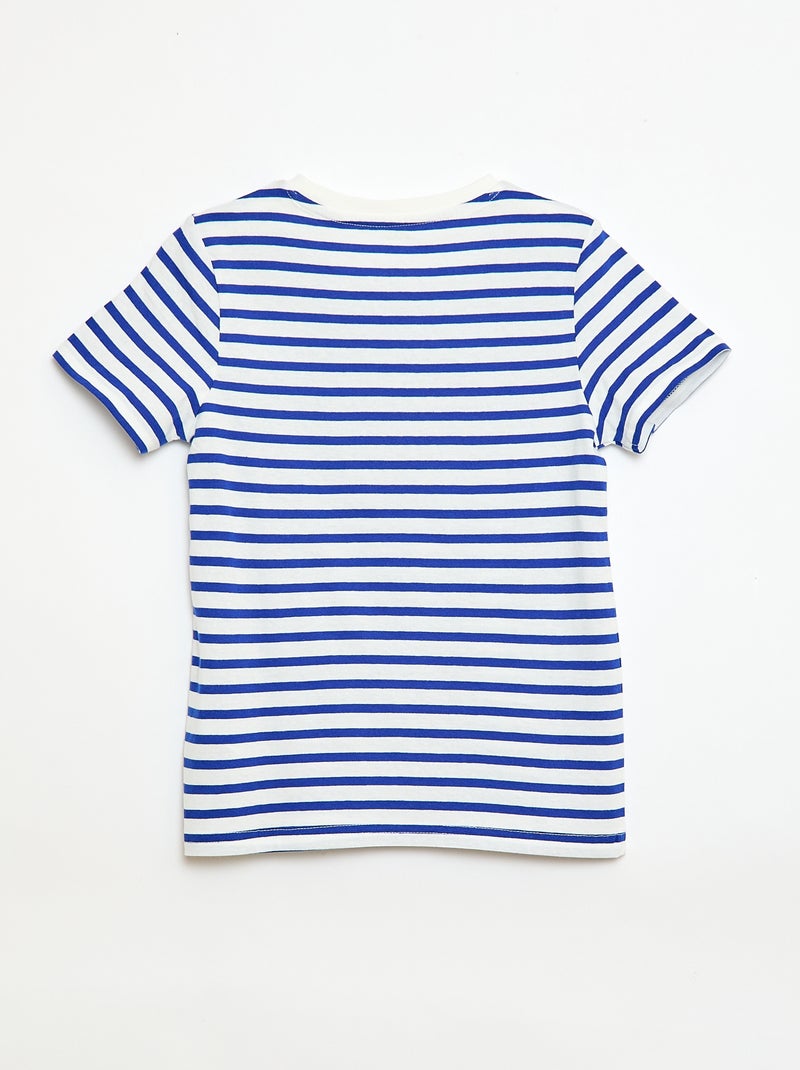 T-shirt met korte mouw en motiefje Blauw - Kiabi