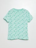 T-shirt met korte mouw en motiefje BLAUW - Kiabi