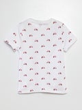 T-shirt met korte mouw en motiefje WIT - Kiabi