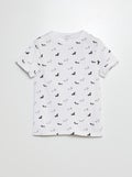 T-shirt met korte mouw en motiefje WIT - Kiabi
