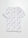 T-shirt met korte mouw en motiefje WIT - Kiabi
