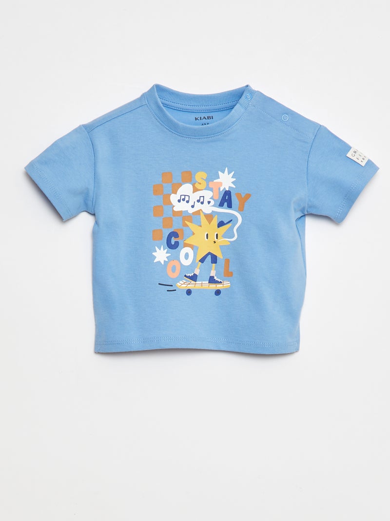 T-shirt met korte mouw en print - Grafik Edition Blauw - Kiabi