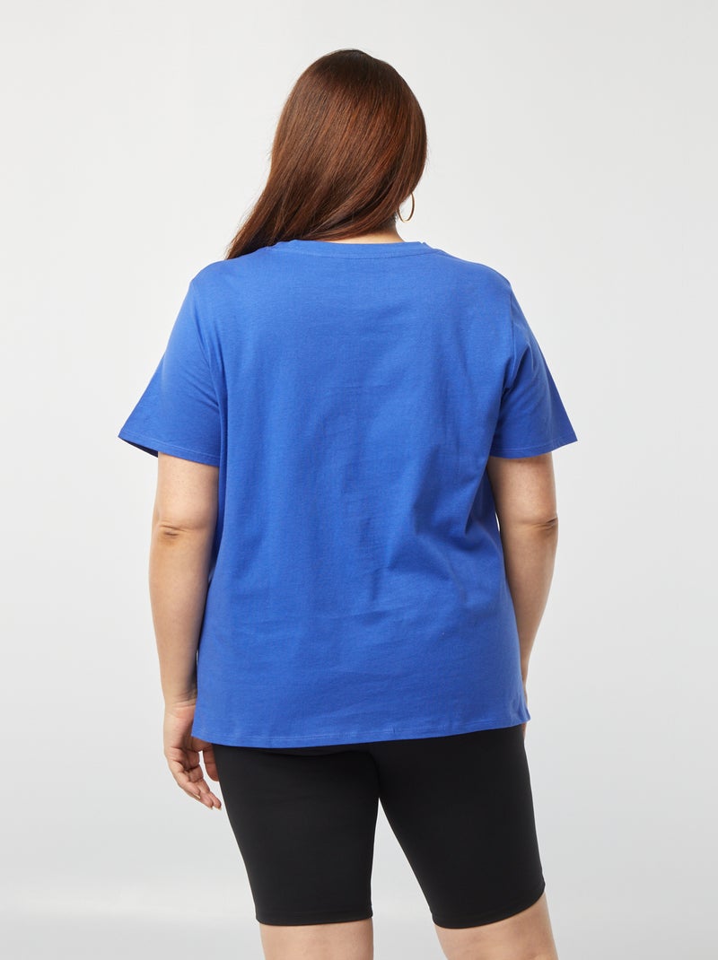 T-shirt met korte mouw en print BLAUW - Kiabi