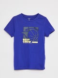 T-shirt met korte mouw en print BLAUW - Kiabi