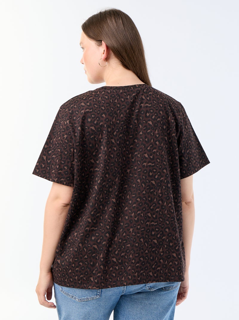T-shirt met korte mouw en print Bruin - Kiabi