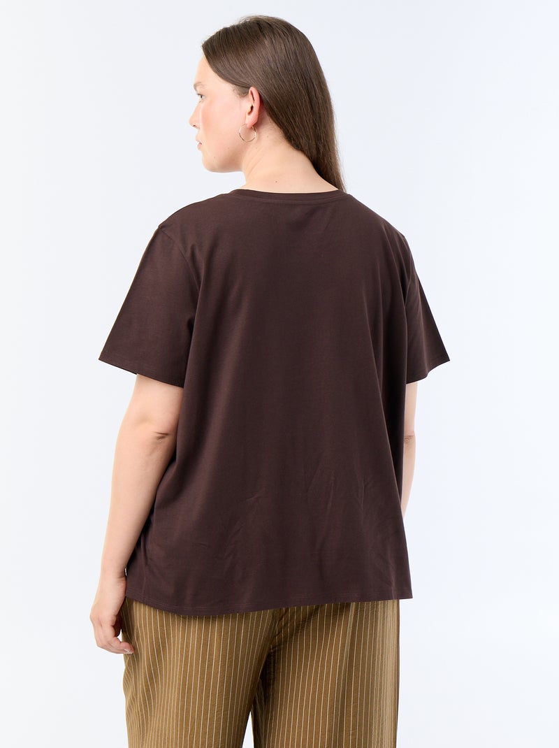T-shirt met korte mouw en print Bruin - Kiabi