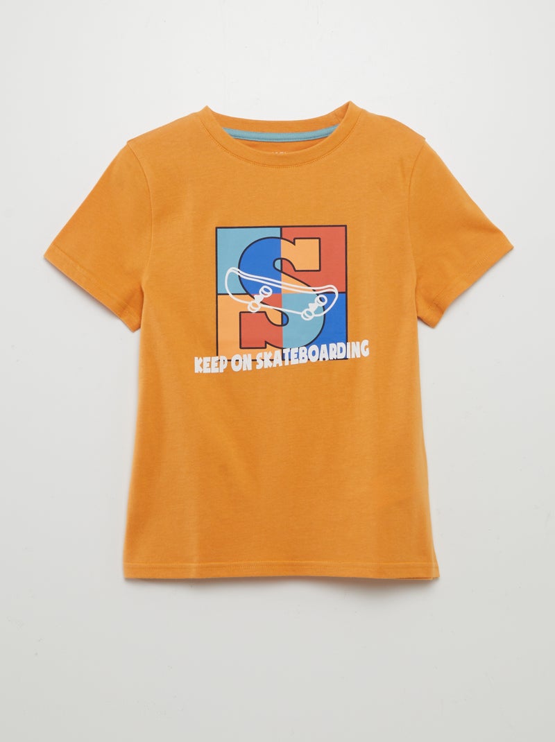 T-shirt met korte mouw en print GEEL - Kiabi