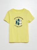 T-shirt met korte mouw en print GEEL - Kiabi