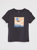 T-shirt met korte mouw en print GRIJS - Kiabi