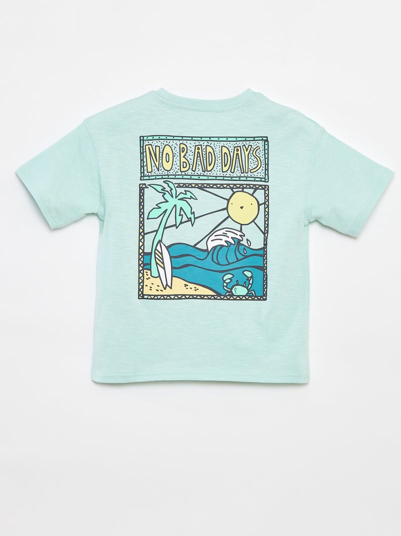 T-shirt met korte mouw en print Groen - Kiabi