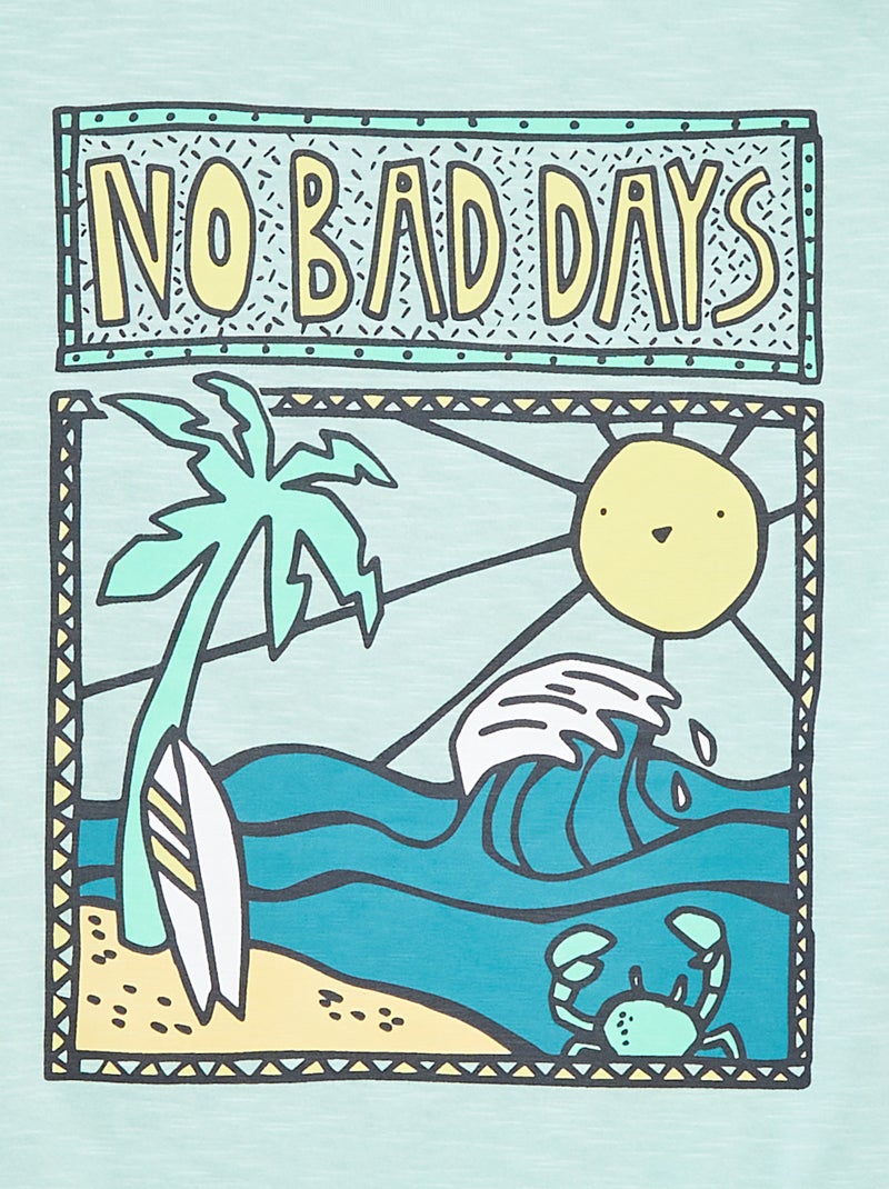 T-shirt met korte mouw en print Groen - Kiabi