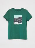 T-shirt met korte mouw en print GROEN - Kiabi