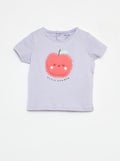 T-shirt met korte mouw en print Paars - Kiabi